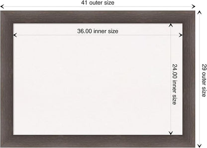 Amanti Art White Cork Board for Wall, 29x41 Vision Board with Brown Wood Frame, Large Corkboard Office Decor for Home Organization, Rustic Farmhouse Corkboard Pinboard to display items for home