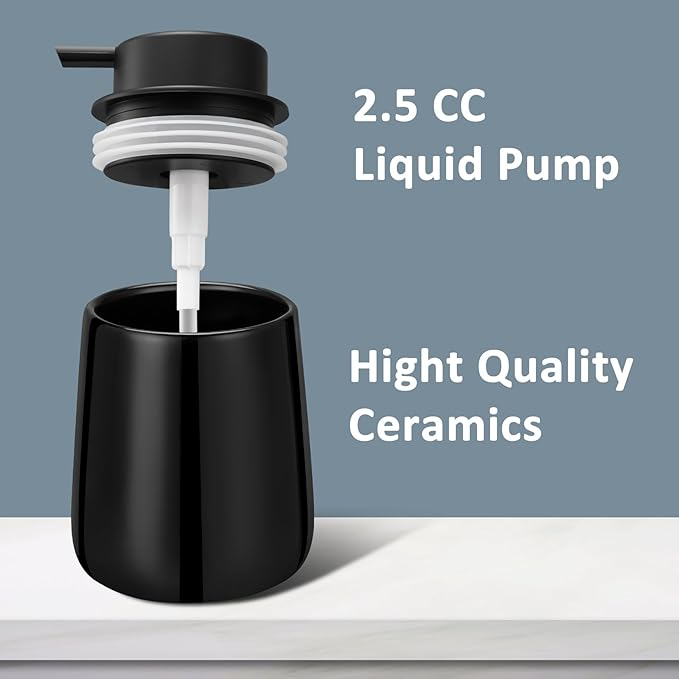 Soap Dispenser Ceramic with Easy-to-Press Pump Hand Lotion Liquid Dispenser for Shampoo Bathroom Kitchen 12 oz