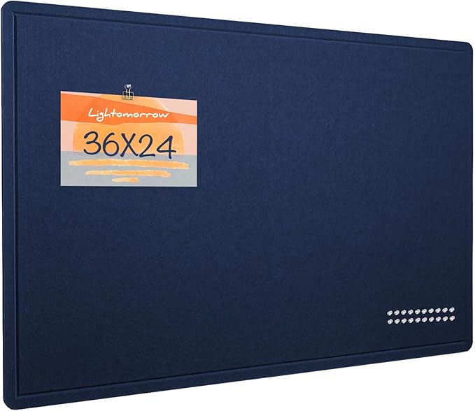 Bulletin Board, 36 x 24 inches Felt Board - Decorative Pin Board, Cork Board Alternative for Wall, 3' x 2' Foldable Self-Adhesive Vision Board Prayer Board with 20 Pushpins - Dark Blue