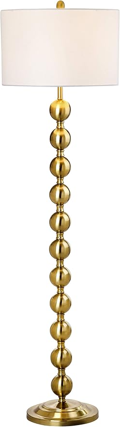 SAFAVIEH Lighting Collection Reflections Modern Farmhouse Stacked Ball Brass 59-inch Living Room Bedroom Home Office Standing Floor Lamp (LED Bulb Included)