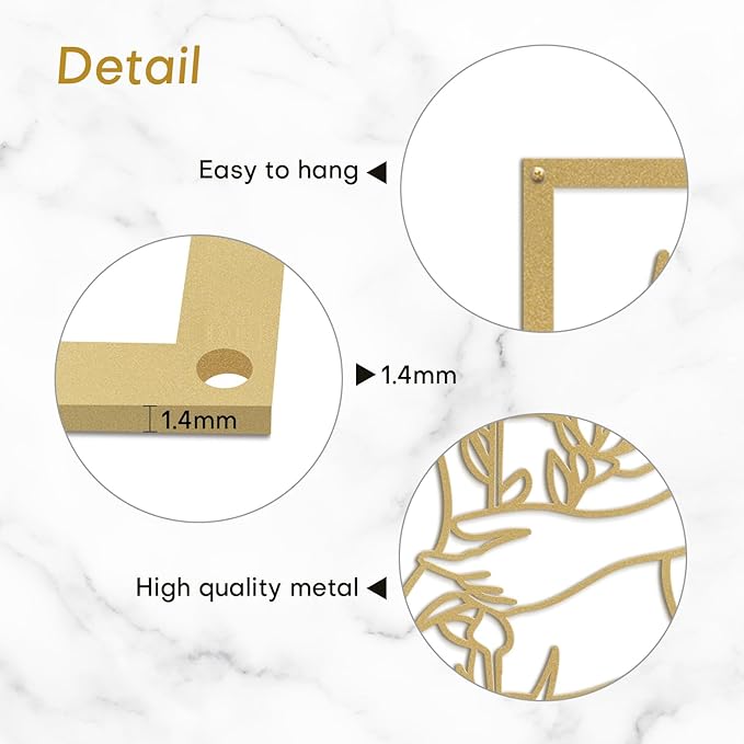 SIGNLEADER Metal Wall Art Decor Women Body Line Modern Abstract Wall Sculpture Hangings Home Decoration for Living Room, Bedroom, Bathroom, Kitchen, Outdoor - 30" Gold