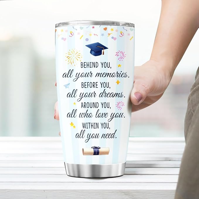 Graduation Gift for Her or Him, Inspirational Quote 20oz Stainless Steel Insulated Travel Mug, Keepsake Tumbler for College High School Senior Celebration