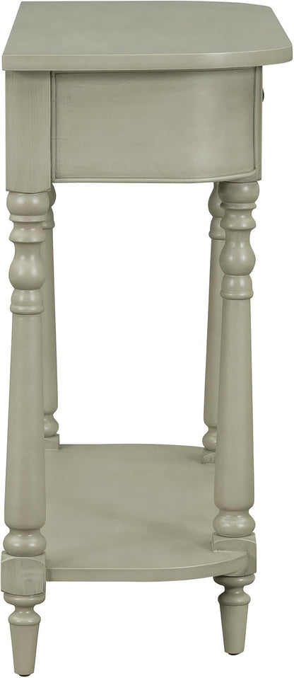 HMFULE Retro Curved Console Table, 36" Solid Wood Half Moon Console Table Sofa Table Entryway Table with 1 Drawer 1 Open Shelf Roman Legs Curved Corners for Living Room,Entryway,Hallway,Gray