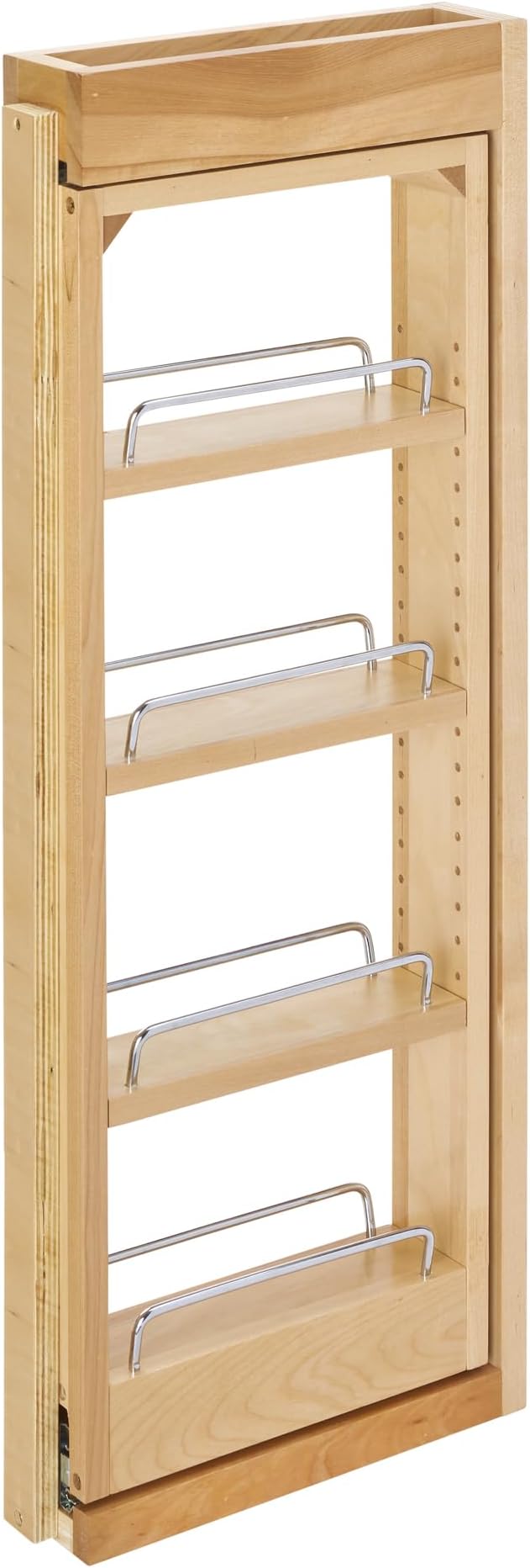 Rev-A-Shelf 3" W x 30" H Pullout Shelf Organizer for Between Wall Kitchen Cabinets, Filler Spice Rack & Seasoning Storage Holder, Maple Wood, 432-WF-3C