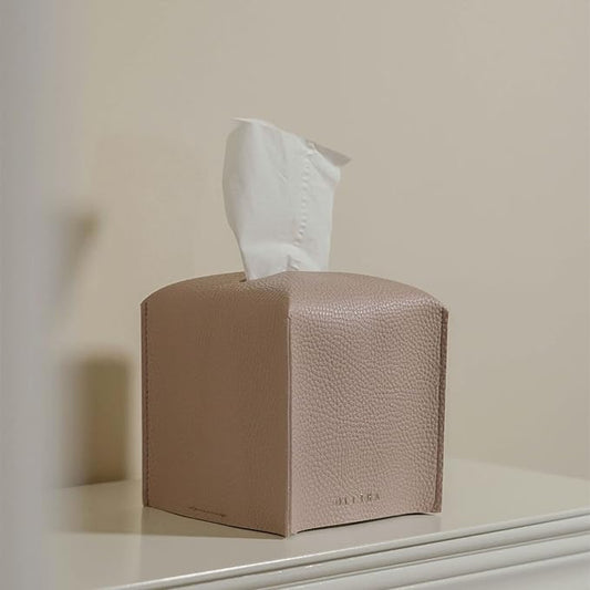 OLETHA Square Tissue Box Cover - Coquette Desk Decor for Room, Home & Office - Tissues Cube Boxes Holder - Pink