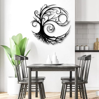 Yemwot Metal Tree of Life Wall Decor, Circle of Life Metal Tree Wall Art, Branch Art, Spiritual Decor, Modern Sculpture Decoration, Living Room Bedroom Decoration(Sliver, 35"x 35"| 90x90cm)