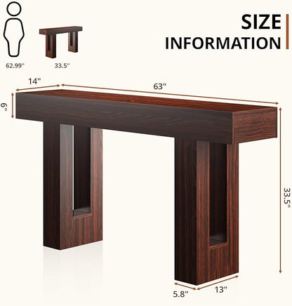63 Inches Long Console Table for Entryway with Drawers, Wooden Sofa Table Behind Couch, Entry Table for Living Room, Foyer, Hallway, Walnut