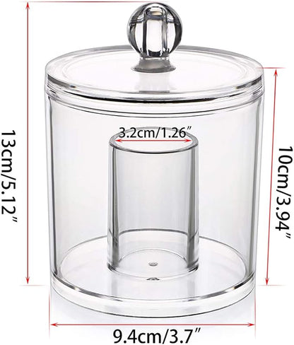 Hipiwe Cotton Ball and Swab Organizer with Lid Apothecary Acrylic Jar Makeup Qtip Organizer Bathroom Storage Canister Jar for Cotton Rounds Pads Q-tips Holder