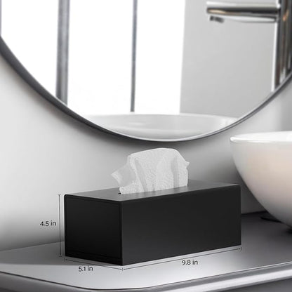 HIIMIEI Acrylic Tissue Box Cover Tissue Holder Napkin Dispenser for Home Office Restaurant-Black