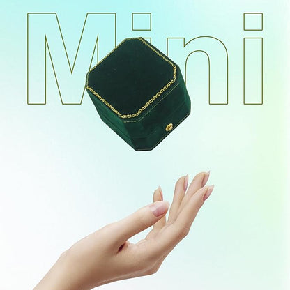 Jewelry Ring Box Small Travel Jewelry Box, Velvet Wedding Ring Box for Business, Engagement, Wedding, Bridesmaid and Holiday Events - Dark Green