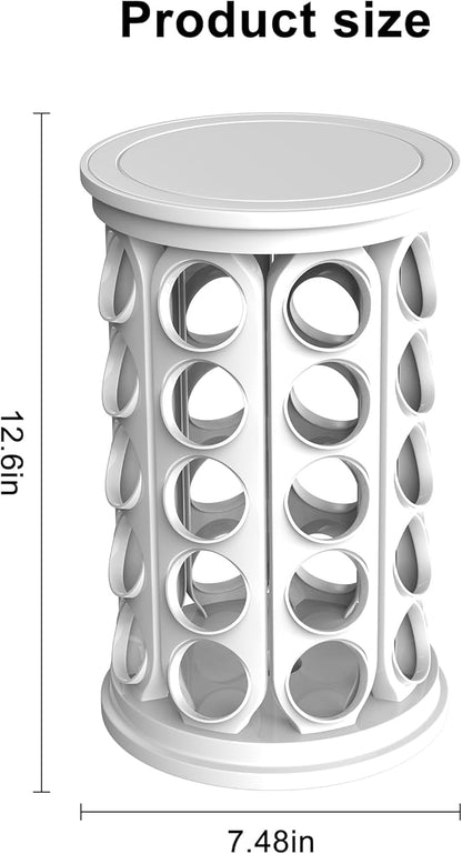 CEHNCEH K Cup Holder: Coffee Pod Carousel Organizer, Compatible with 40 Keurig K-Cup Pods, Spins 360-Degrees - Lazy Susan Platform, Home or Office Kitchen Counter Organize (Off-white)