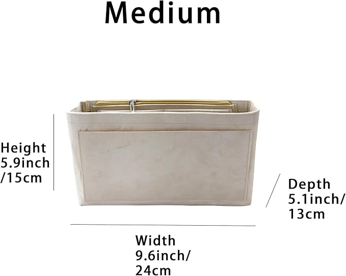 Purse Organizer Insert, Suede Bag Organizer Handbag Tote Shaper, Suede Material, Soft and Non Damaging Bag (Beige, Medium)