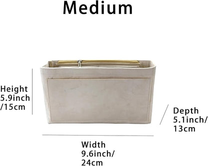 Purse Organizer Insert, Suede Bag Organizer Handbag Tote Shaper, Suede Material, Soft and Non Damaging Bag (Beige, Medium)