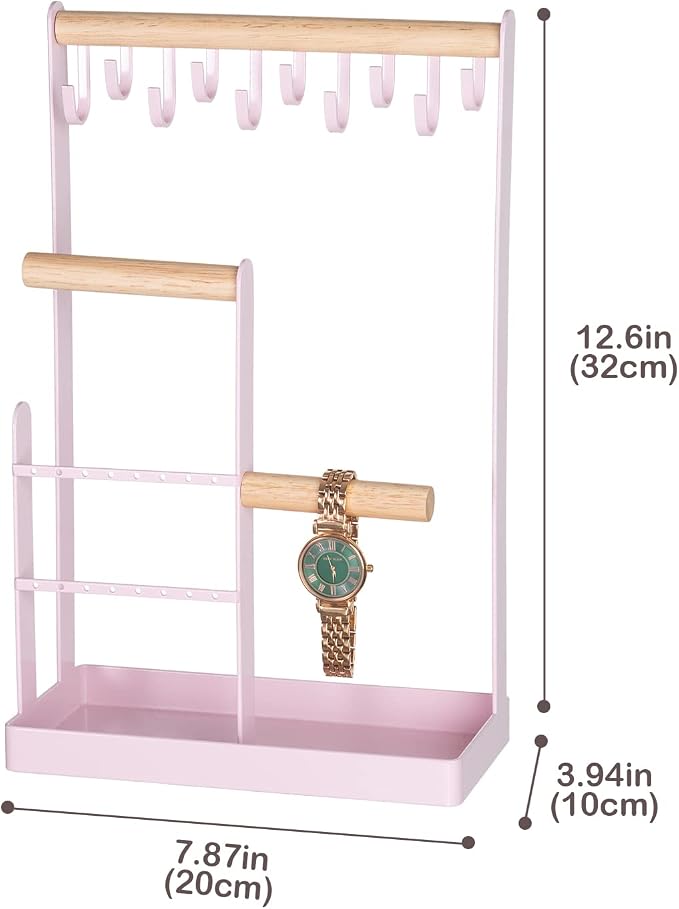 ProCase Cute Jewelry Stand, Aesthetic Jewelry Organizer for Dresser Vanity, Jewelry Holder Display for Necklaces Earrings, Gifts for Teen Girls Women, Bedroom Dorm Decor -Medium, Pink