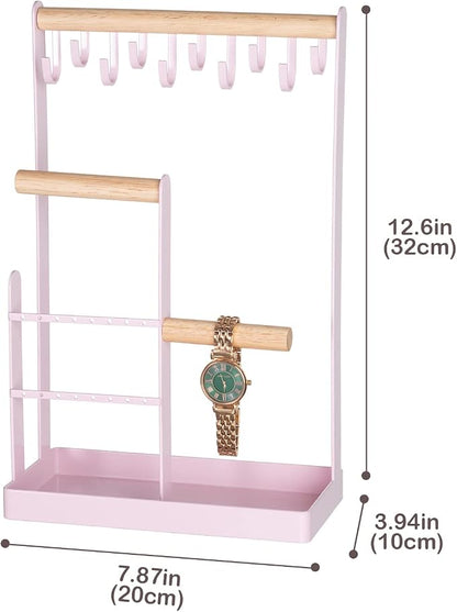 ProCase Cute Jewelry Stand, Aesthetic Jewelry Organizer for Dresser Vanity, Jewelry Holder Display for Necklaces Earrings, Gifts for Teen Girls Women, Bedroom Dorm Decor -Medium, Pink