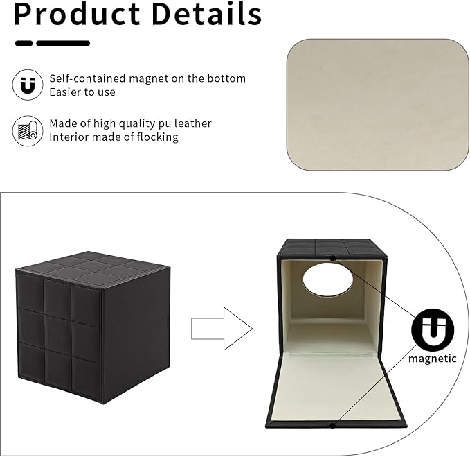RHCSZ Modern Tissue Box Holder Square,Napkin Holder Pumping Paper Case Dispenser,Upgrade Large Size Facial Tissue Box Cover with Magnetic Bottom for Home Bathroom NightStand Office Desk (Black)