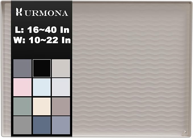 URMONA 34'' x 22'' Waterproof Silicone Under Sink Mat Cabinet and Counter Protector, Shelf Liner for Kitchen and Bathroom, Storage and Organizers, Litter Mat, Pet Cat Puppy Essentials（White Sand）