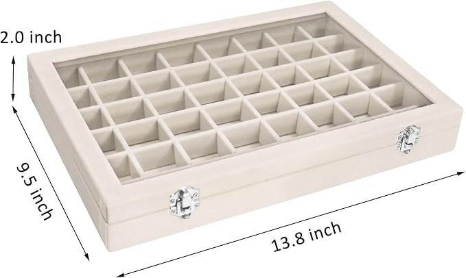 Vicoter Velvet Jewelry Tray 48 Compartments Jewelry Display Organizer with Transparent Cover Rings, Earrings, Necklaces, Pendants Storage Box for Girls, Wives, Mothers, Women
