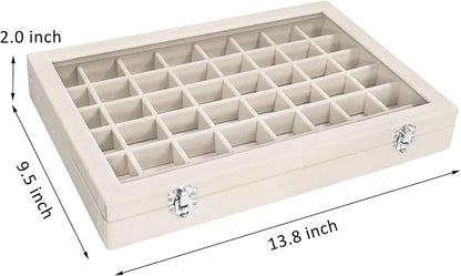 Vicoter Velvet Jewelry Tray 48 Compartments Jewelry Display Organizer with Transparent Cover Rings, Earrings, Necklaces, Pendants Storage Box for Girls, Wives, Mothers, Women