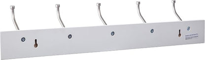 Amazon Basics Rectangular Farmhouse Wall-Mounted Coat Rack for Entryway and Bedroom, Storage Organizer, 5 Hooks, White