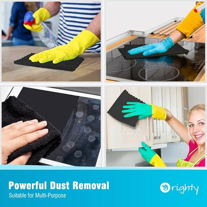 Orighty Microfiber Cleaning Cloth Bulk, 50 Pack Shop Towels, Reusable Cleaning Rags, Lint Free Microfiber Towels for Cars, Home & Kitchen, 12x12 Inch, Black