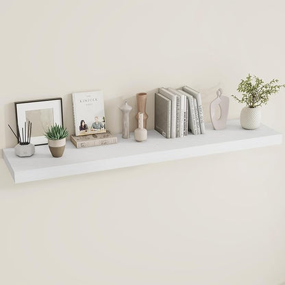 Dreamland 55 Inches Floating Shelves for Wall, 9.8" Deep Long Floating Shelves Set of 1, Large Display & Storage Shelf, Wall Shelf for Bathroom Bedroom Living Room Kitchen Office, White
