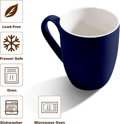 Urbanstrive 16 oz Large Coffee Mug with Handle Tea Cup Novelty Coffee Cup for Men Women Office Work, Dark Blue