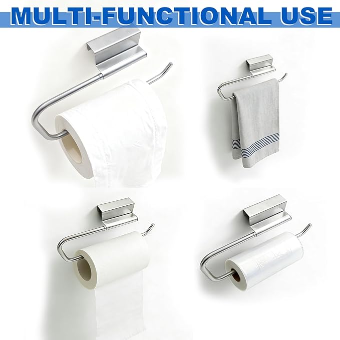 2PCS 12.4 Inch Cabinet Door Paper Towel Holder, Under Sink Mount Paper Towel Rack Organizer for Kitchen Bathroom Laundry Room Camper, Tissue Storage
