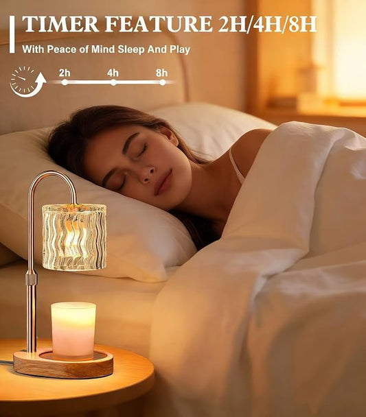 Candle Warmer Lamp Electric: Dimmable Timer Candles Warming Lamps - Height Adjustable Burner Jar - No Flame Scented Melts Wax - All Candle Jars Table Light Home Decor