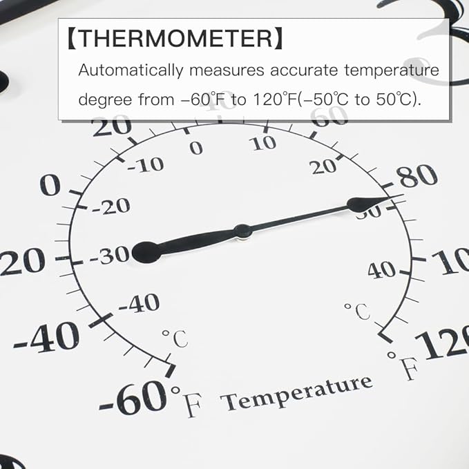 BESTIME MT-33 23-Inch Three-in-one Metal Wall Clock.Indoor,Outdoor,Thermometer,Hygrometer,Weather Resistant,Garden,Lanai.