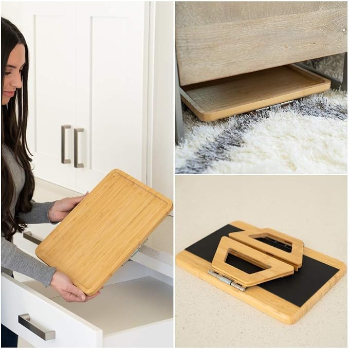 Shamrock Home Bamboo Trayble Couch Arm Table, Clip On Tray Sofa Table for Couches. Sofa Arm Tray for TV Dinners, Remotes, Drinks, Snacks and Small Spaces - 13.75 x 9.5inch, Beige