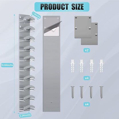 Hat Organizer for Baseball Caps 2Pack, Hat Rack for Wall with Strong Adhesive Hold up to 20 Hats, Hat Hanger Holder Display for Door Closet, Cap Organizer Storage Multilayer Two Mounting Option(Grey)