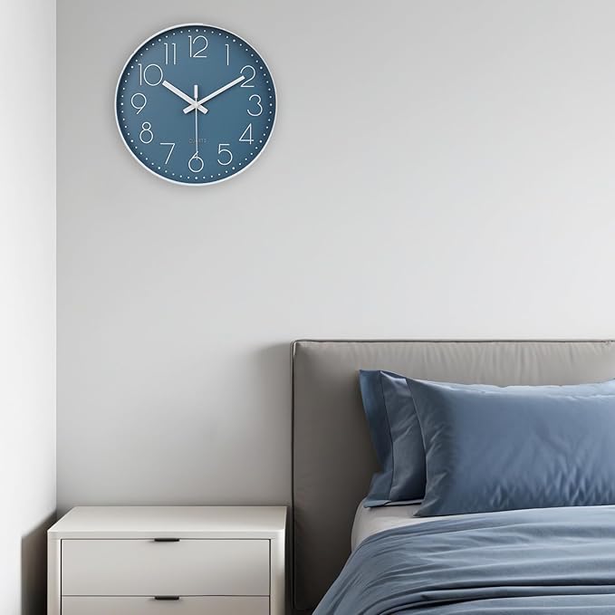 jomparis Large Wall Clock Decor for Pool Patio Home Bedroom Living Room (Blue 13.5 Inch)