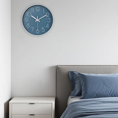 jomparis 12 Inch Silent Non-Ticking Battery Operated Quality Quartz Round Wall Clock Modern Decor Clock for Home Office Bedroom Bathroom(Cerulean Color)
