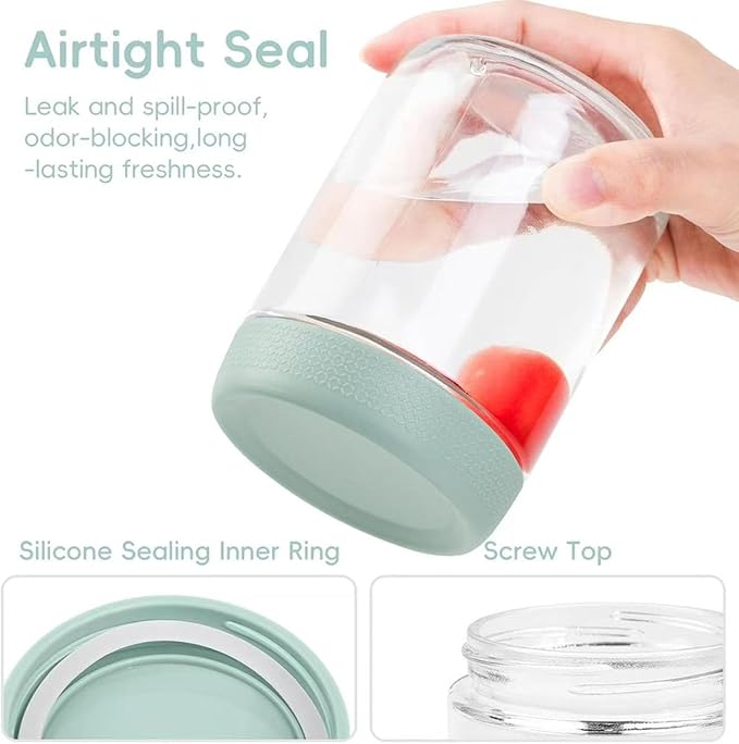 Overnight Oats Container 16 oz - 6 Pack with Silicone Sleeves for Glass Soup Containers with Lids - BPA Free, Leak Proof, Dishwasher Safe - Wide Mouth Jars for Yogurt, Meal Prep, Drinking & Storage