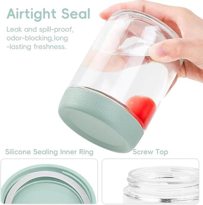 Overnight Oats Container 16 oz - 6 Pack with Silicone Sleeves for Glass Soup Containers with Lids - BPA Free, Leak Proof, Dishwasher Safe - Wide Mouth Jars for Yogurt, Meal Prep, Drinking & Storage