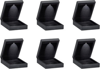 Allure - Luxury Pendant Box With LED Light, Square Shaped Elegant Diamond Pendant Case, For Unique Proposal, Engagement Or Wedding, Small, Black Velvet Interior Jewelry Display Gift Box. 6 Boxes.