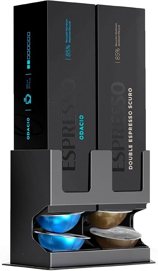 GALVANOX Holder for Nespresso Vertuo Pods Countertop Dispenser Stand, Holds 2 Box Sleeves - Easily Dispenses 2 Coffee Flavors, Freestanding Design with Non-Slip Steel Base, (20 Vertuoline Pods)
