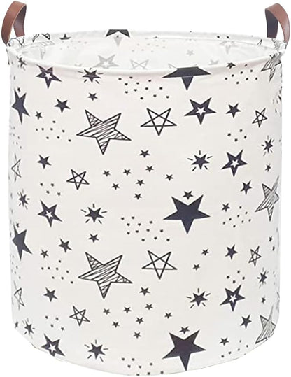 Waterproof Laundry Hamper Collapsible Laundry Basket Leather Handle Laundry Bag Large Clothes Storage Toy Organization for Bathroom Bedroom Laundryroom College Dorms (Caisanjiao-001)