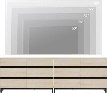 WAMPAT Dresser for Bedroom, Closet Organizers and Storage with 12 Drawers, Chest of Drawers with Metal Base, Modern Wooden Dresser for Living Room, Bedroom, Light Oak