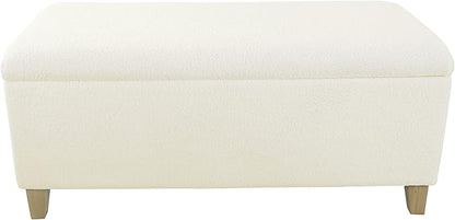 HomePop Storage Bench, Pearl Cream, Rectangle
