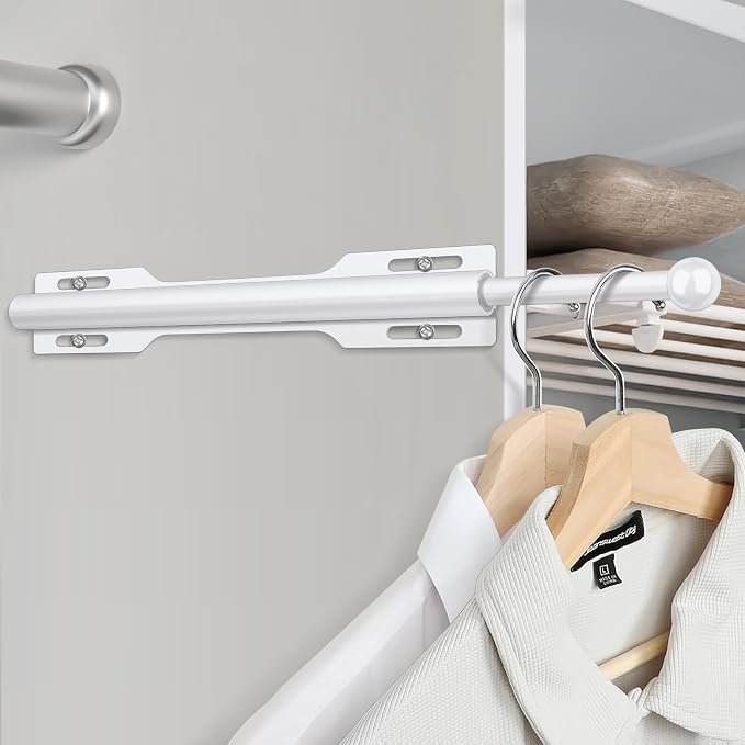 12" Valet Rod for Closet Pull Out (2 Pack, White)