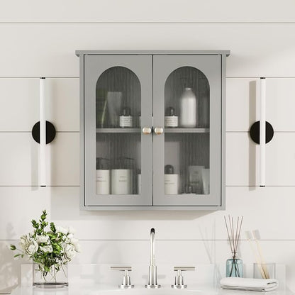 Bathroom Wall Cabinet,Medicine Cabinets Wall Mounted with Arched,Bathroom Medicine Cabinet Over Toilet,Surface Mount Medicine Cabinet for Laundry Room,Kitchen,Grey Storage Cabinet 22x23