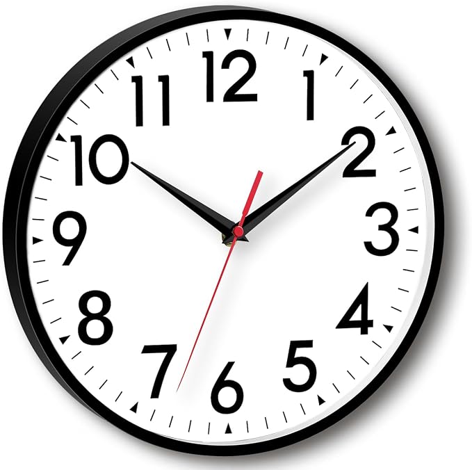 DAXSMY 16 Inch Wall Clock, Large Wall Clocks Battery Operated, Big Silent Non-Ticking Analog Clock Decorative for Living Room, Office, Kitchen, Outdoor,Classroom, Bedroom, Bathroom, School(Black)