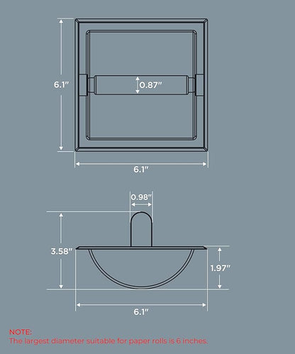 FORIOUS Recessed Toilet Paper Holder, Stainless Steel Durable Tissue Roll Holder Wall Mount for Bathroom Space Saving Design with Mounting Bracket, Wall Toilet Paper Dispenser Insert, Chrome
