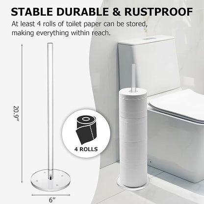MyGift Freestanding Toilet Paper Holder Stand - Bathroom Toilet Paper Storage with Floor Standing Roll Dispenser