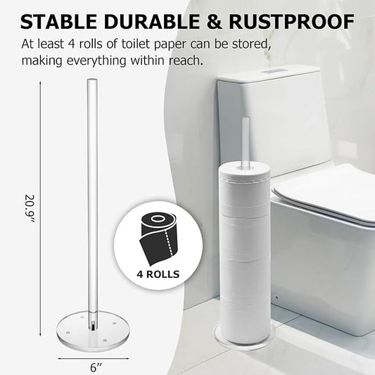 MyGift Freestanding Toilet Paper Holder Stand - Bathroom Toilet Paper Storage with Floor Standing Roll Dispenser