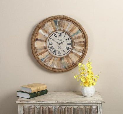 Vintage 24 Inch Wall Clocks,Quartz Silent Non Ticking,Battery Operated,Roman Numeral Style,for Bedroom, Kitchen,Living Room Farmhouse Rustic