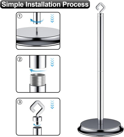 KASUNTO Toilet Paper Holder for Bathroom, Metal Free Standing Toilet Paper Storage with Rustproof, Tissue Paper Roll Stand for Bathroom Accessories (Poilshed Chrome)
