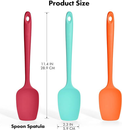Ironberry Silicone Spoonula Set: 600ºF Heat Resistant Food Grade Cooking Baking Utensils, Kitchen Flexible Nonstick Rubber Pan Spoon Spatula for Mixing, Scrambling, Scooping (3 Pieces, Multicolor 5)